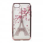 Wholesale iPhone 7 Plus Crystal Clear Rose Gold Design Case (Eiffel Tower)